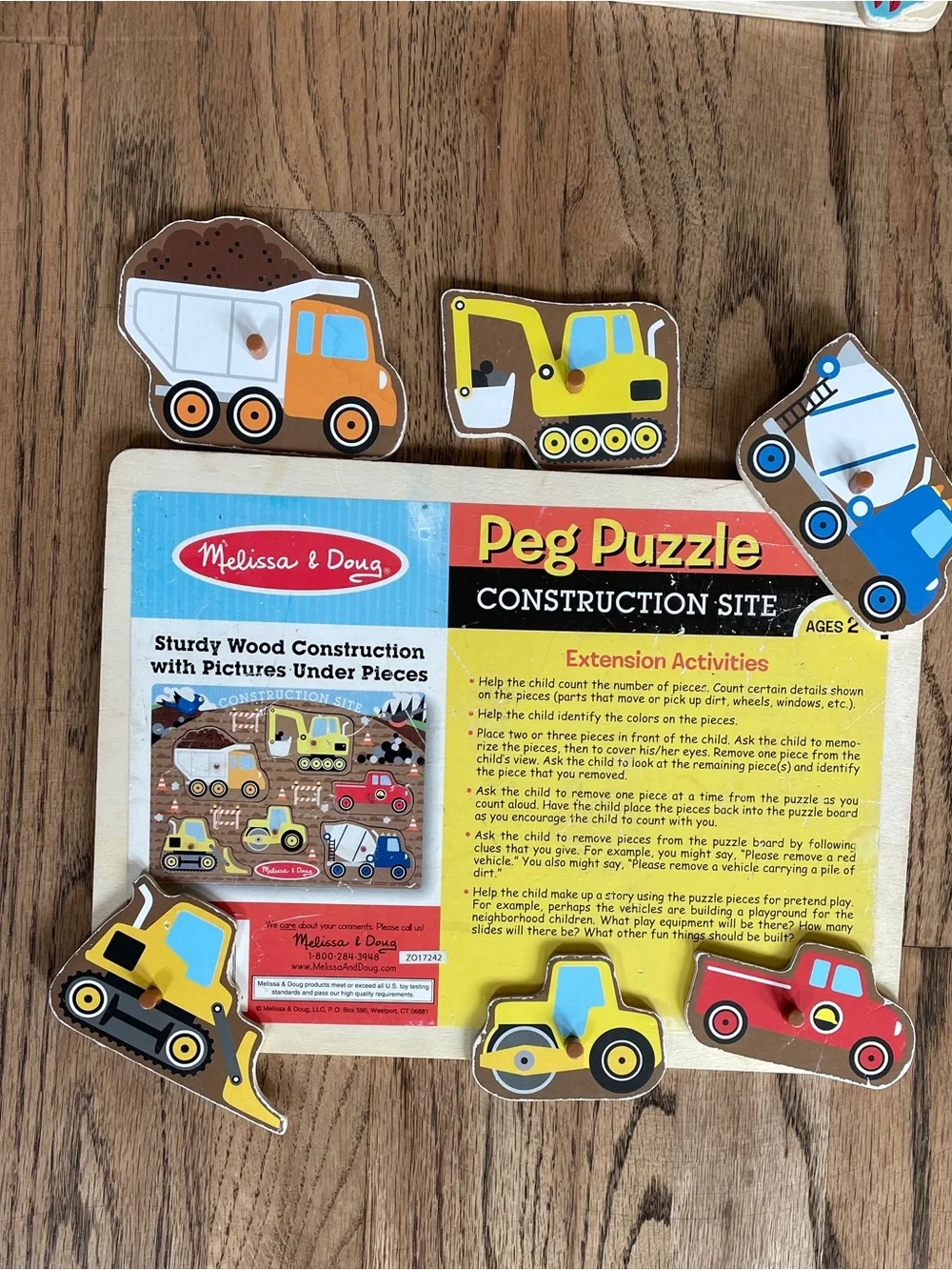 Melissa & Doug Peg Puzzle Bundle: - Construction Site, Safari and Sea Creatures